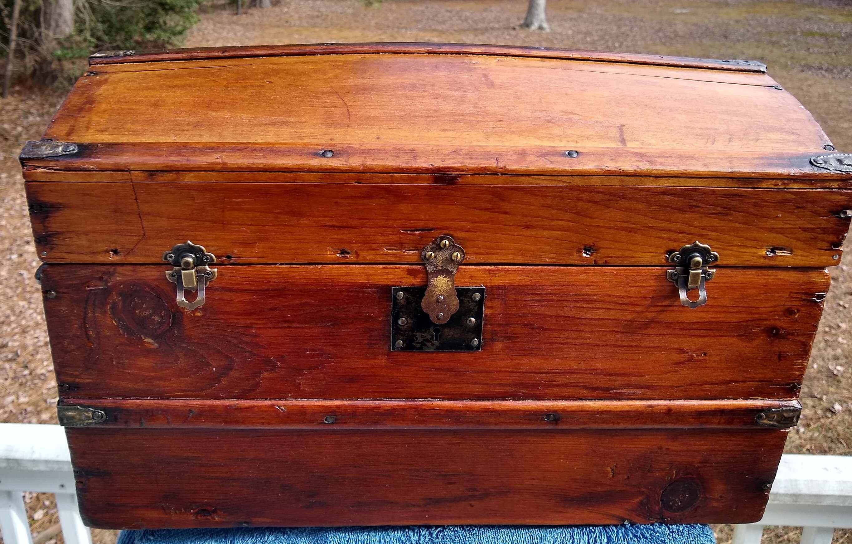 Amazing Patina Rare Wonderful 1800's Small Wooden Steamer Trunk