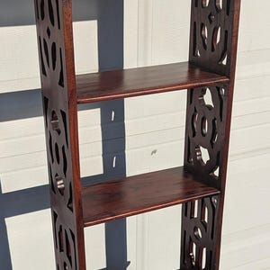 RARE Fantastic Quality!  Gorgeous Large Ornate Solid Mahogany Carved Wall Shelf Wall Display with Amazing One of a Kind Fretwork