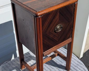 RARE Find! Gorgeous Hand Carved MCM Walnut Humidor with Wonderful Hand Carved Trim and Legs, Metal Lined Mid 1900's