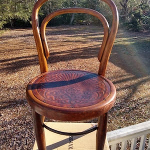Amazing 1800&#39;s  Hand Carved Wooden Childrens Bent Back Chair
