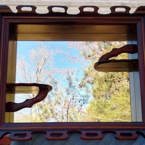 RARE! Amazing Beautiful Hand Made Ornate Antique Mahogany Shadow Box with Mirror (Wall Display Cabinet)