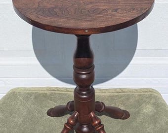 Rare Find! Gorgeous Early Antique Hand Carved Walnut Hand Turned Pedestal Table Plant Stand, Professionally Refinished by Master Craftsman