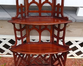 RARE Find! Fantastic Antique Primitive Early Hand Carved Mahogany Wall Display Wall Shelf Wall Hanging
