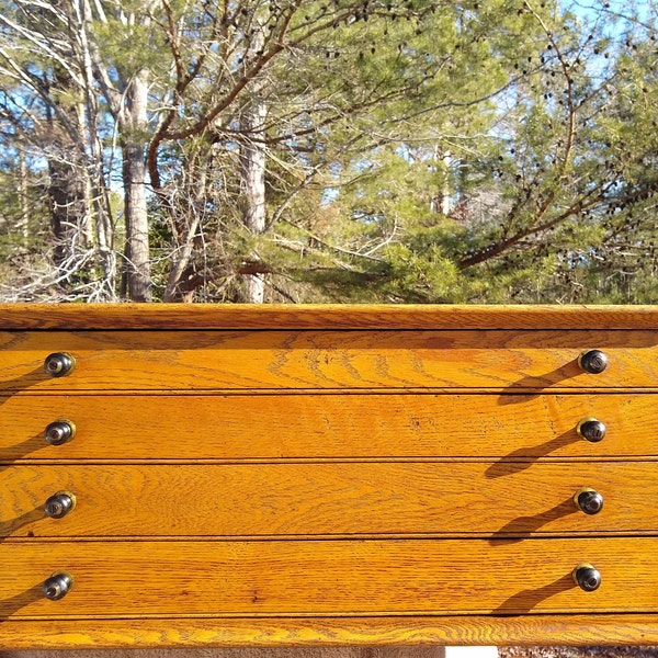 Gorgeous Antique 1800's 4 Drawer Watchmakers Cabinet with Embossed Part Holders in Drawers