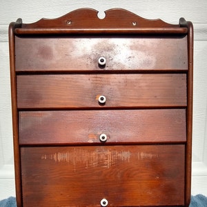 Wonderful Antique Wall Hanging Thread Cabinet with Character