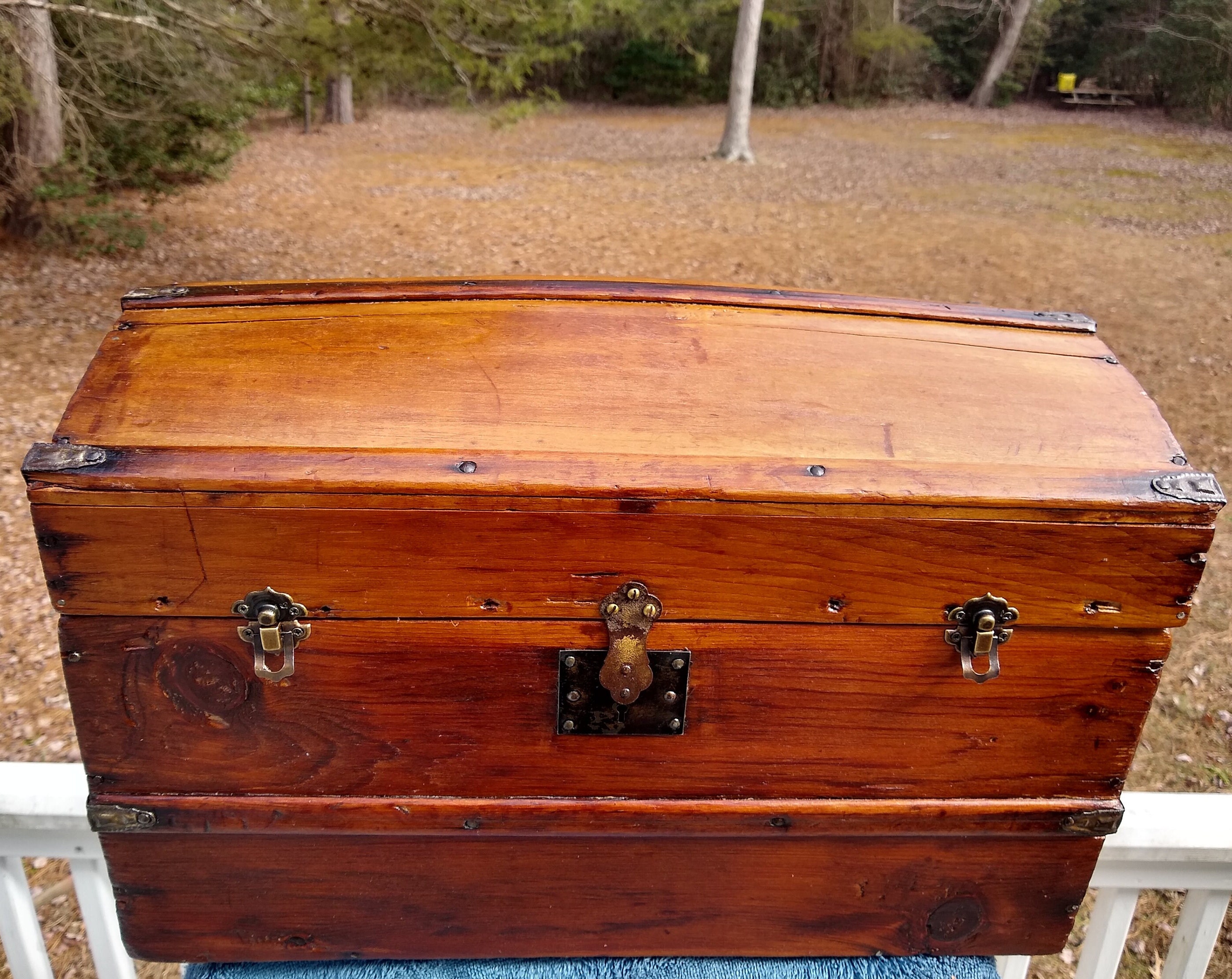 Amazing Patina Rare Wonderful 1800's Small Wooden Steamer Trunk