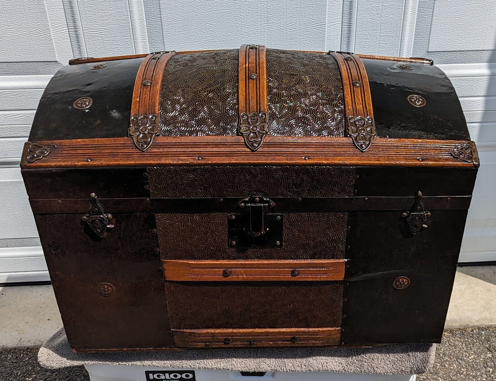 Rare Antique Steamer Trunk or Traveling Dresser made by Corbin Cabinet Co.  Lock