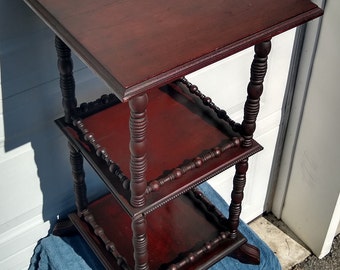 One of a Kind! Antique Amazing Hand Crafted Ornate 1850's Mahogany Plant Stand Side Table