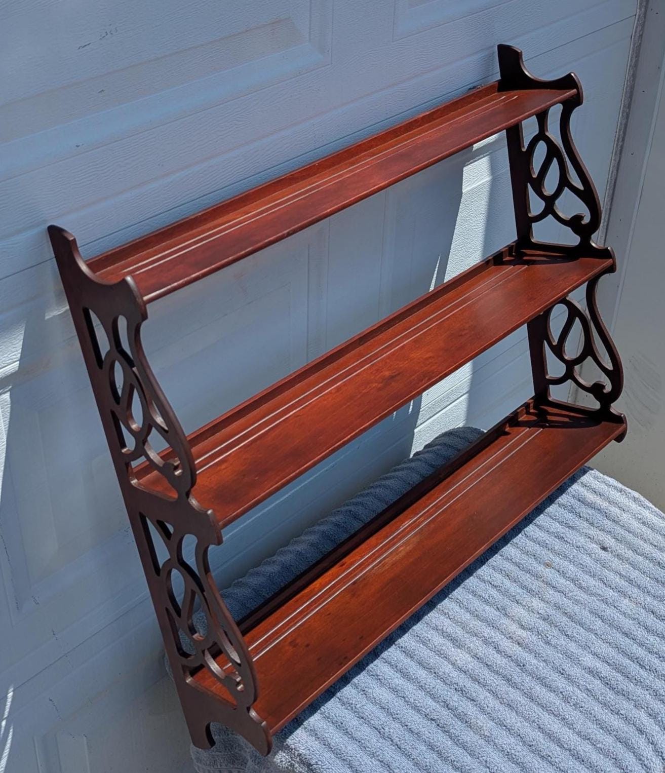 RARE! Beautiful Antique Edwardian Cherry Hanging Shelf Wall Shelf Wall