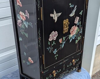 RARE Find! Beautiful Vintage Asian Storage Cabinet With Black