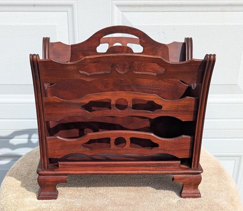 RARE Find! Gorgeous Hand Carved Ornate Antique Mahogany Magazine Rack ...