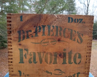 Amazing 1800's Buffalo NY Dr. Pierce's Favorite Prescription Medical Quack Cure Dovetail Shipping Crate