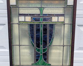 RARE Museum Find! Gorgeous Early 1900's Stained & Leaded Glass Window, Beautiful Design, Given a Second Life from Historical Richmond Church