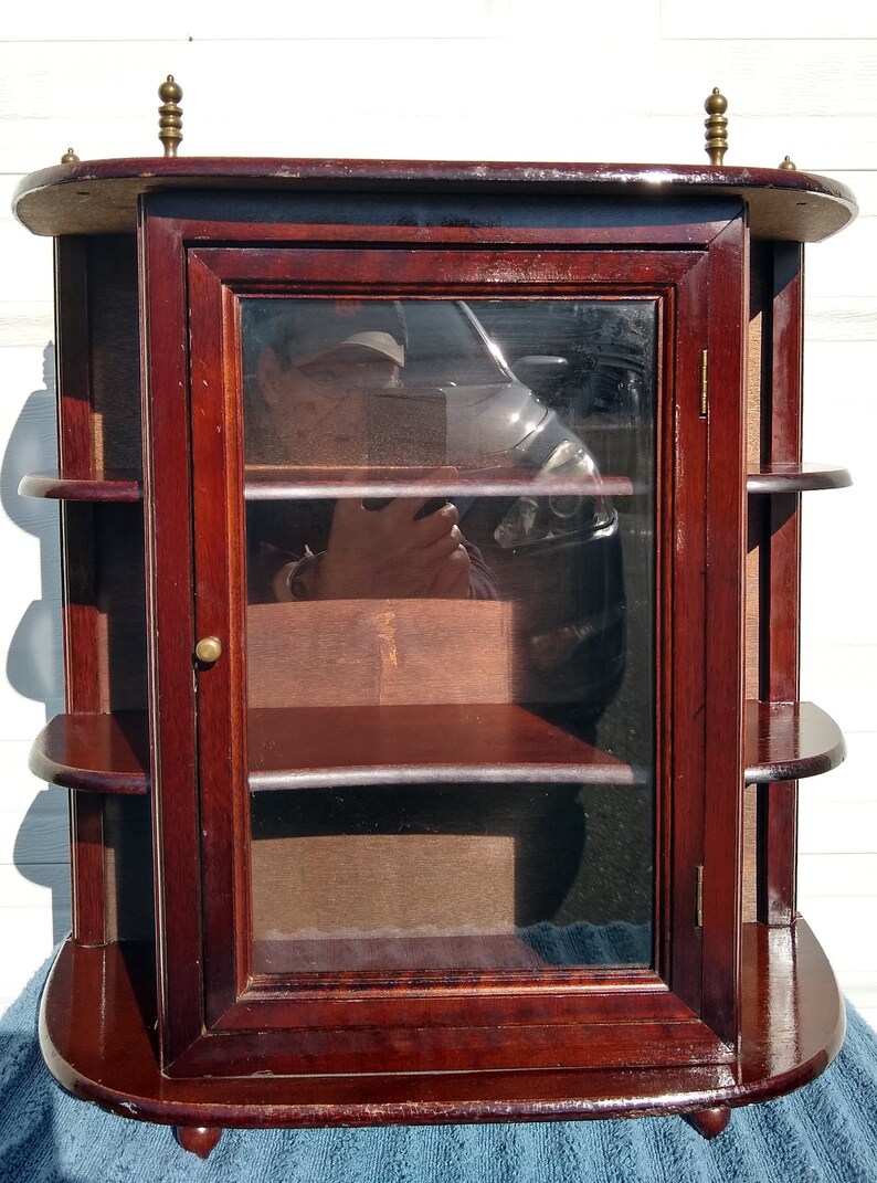 Beautiful Older Vintage Walnut Colored Wall Curio Etsy
