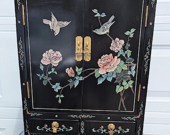 RARE Find! Beautiful Vintage Asian Storage Cabinet With Black