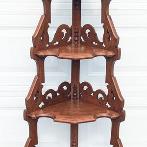 RARE Museum Find!  One of a Kind! Gorgeous Antique Superior Quality Hand Carved Walnut Ornate 4 Tier ETAGERE in Amazing Original Condition