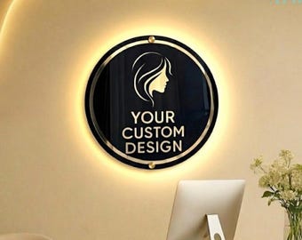 Personalisiertes Business Logo Acrylschild: Salon Dekor, individuelle Wandkunst