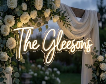 The Last Name wedding Signs| Custom Wedding Neon Sign: Personalized LED Anniversary Decor