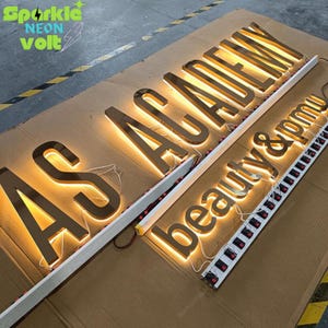 Custom Backlit Metal Salon Sign: Illuminated LED Business Logo