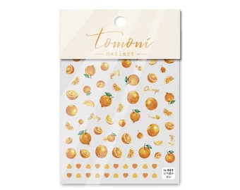 Kawaii Nail Decals, Orange Nail Stickers, Fruit Nail Decal, Cute Oranges Nail Decals, Orange Heart Nail Stickers, Stick on Decals