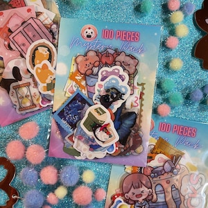 100 Pieces Random Kawaii Sticker Grab Bag, Mystery Sticker Grab Bag, Sticker Pack, Journal Stickers, Mixed Pack Stickers, Sticker Flakes