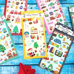 1 Stück Kawaii Weihnachtsaufkleber Blatt, Urlaub Aufkleber, süße Aufkleber, süße Weihnachtsaufkleber, frohe Weihnachten, Urlaub Aufkleber