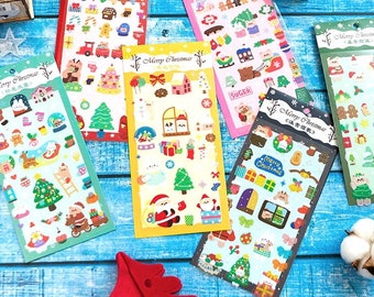 1 Piece Kawaii Christmas Sticker Sheet, Holiday Stickers, Cute Stickers, Cute Christmas Stickers, Merry Christmas, Holiday Stickers