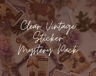 Random Vintage Sticker Grab Bag, Mystery Sticker Grab Bag, Journal Stickers, Clear and Paper Decals, Junk Journal Sticker Flakes