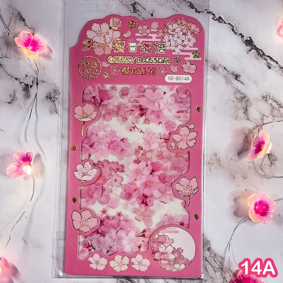 Kawaii Planner Stickers, Sakura Stickers, Pink Stickers, Kawaii Stickers,  Clear and Washi Sticker Sheets, Sakura Flowers b2SH