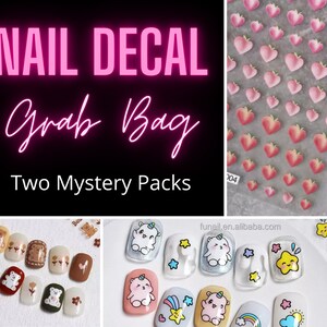 Mystery Kawaii Nail Decals, Nail Decal Grab Bag, Nail Decals Mystery Pack, Nail Decals, Kawaii Animals, Nail Stickers Mystery Pack
