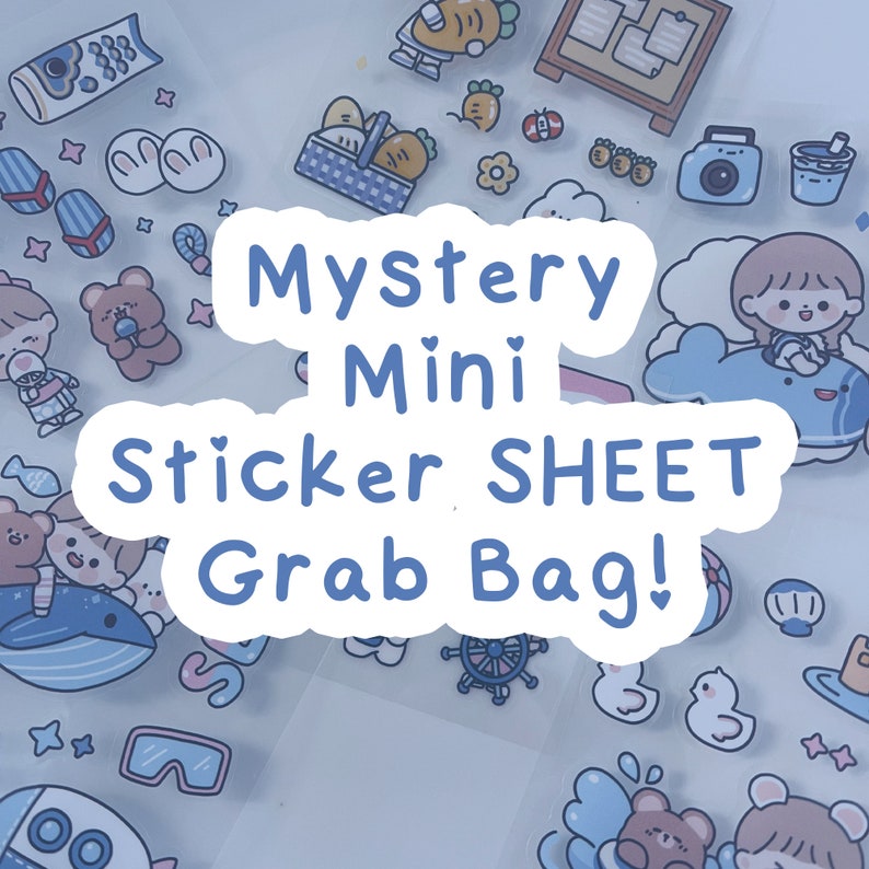 Random Kawaii Sticker Sheet Grab Bag, Mystery Sticker Sheets, Sticker Packs, Journal Stickers, Clear & Washi Stickers, Kawaii Sticker Sheets 