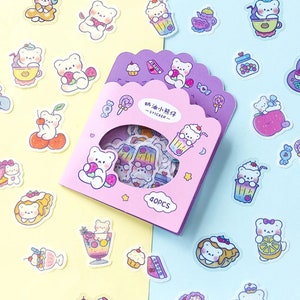 Adesivos de planejador Kawaii rosa e roxo - Ursos fofos - Adesivos Kawaii, Adesivos de urso, Adesivos de diário, Adesivos estacionários Urso Kawaii B6C