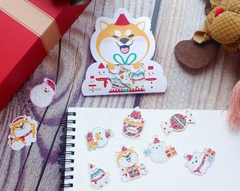 36 Pieces Kawaii Christmas Stickers, Paper and Holographic Stickers, Cute Stickers, Kawaii Girl Stickers, Cute Christmas, Holiday Stickers