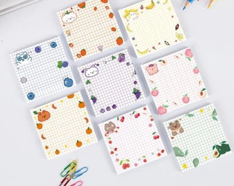 50 Sheets Cute Kawaii Bear Fruit Memo Pad, Kawaii Bear Stationary, Cute Notepads, Kawaii Bears and Fruits, Fruit Bears Stationary