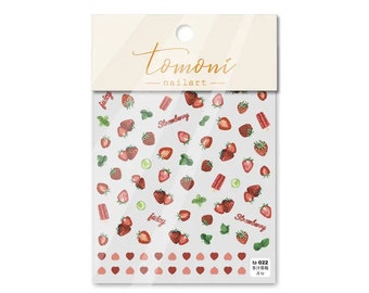 Kawaii Nail Decals, Strawberry Nail Stickers, Fruit Nail Decal, Cute Strawberries Nail Decals, Strawberry Popsicle Nail Stickers