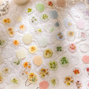 3D Blumen Wachs Siegel Aufkleber, 16 Aufkleber, Wachssiegel, Stationäre Aufkleber, Kawaii Aufkleber