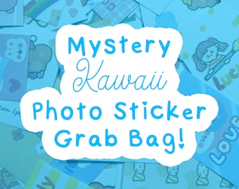 Random Kawaii Photo Sticker Grab Bag, Mystery Photo Sticker Grab Bag, Sticker Pack, Stickers, Clear & Paper Stickers, Kawaii Stickers B6