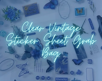 Clear Vintage Sticker Sheet Grab Bag, Sheets of Stickers Grab Bag, Plants & Vintage Things, Cute Stickers, Clear Journal Stickers, Plants