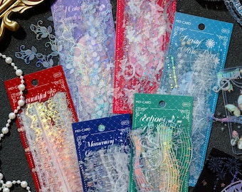 20 Holo Enchanted Borders, Holographic Stickers, Holograph Border Stickers, Kawaii Journal Stickers, Cute Stickers, Bullet Journal Stickers