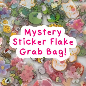 Random Kawaii Sticker Grab Bag, Mystery Sticker Grab Bag, Sticker Pack, Journal Stickers, Clear and Paper Stickers, Kawaii Sticker Flake