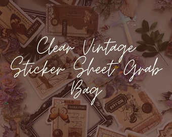 Random Vintage Sticker Grab Bag, Mystery Sticker Grab Bag, Journal Stickers, Clear and Paper Decals, Junk Journal Sticker Flakes