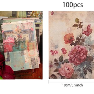 100 Sheets Scrapbook Paper Booklet, Vintage Style Collage Paper, Deco ...