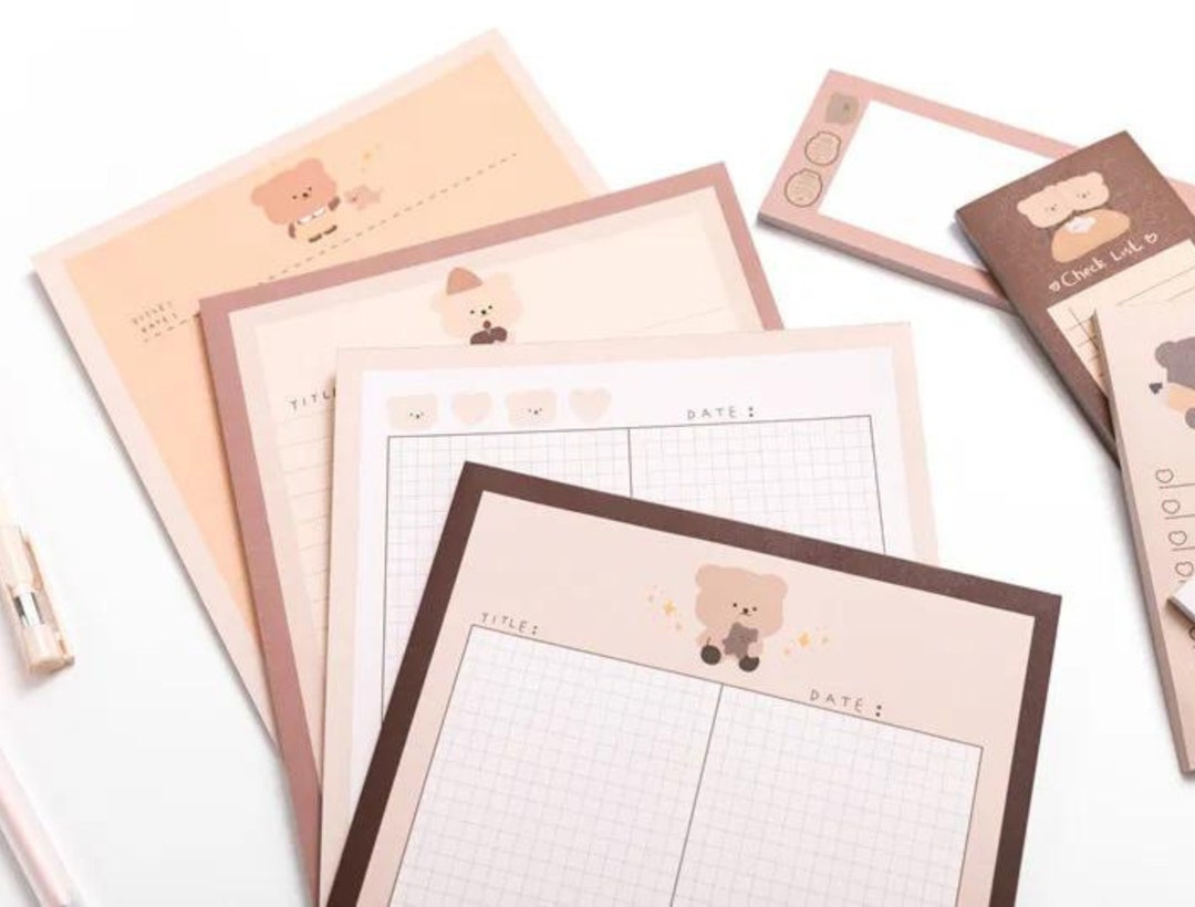 30-50 Sheets Cute Kawaii Bear Memo Pad, Kawaii to Do List, Large and ...