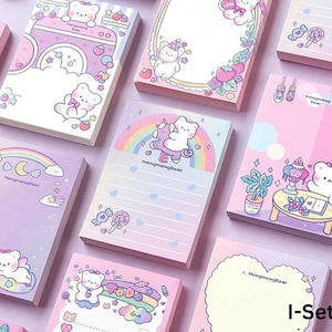 100 Bögen süßer Kawaii Bären Notizblock, Kawaii To Do Liste, Notizblöcke, Kawaii Notizblock, Regenbogen Bären und Herzen