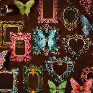 30 peças, adesivos de borboleta extravagantes, adesivos de borboleta transparentes, adesivos de moldura extravagante, adesivos bonitos, adesivos vintage