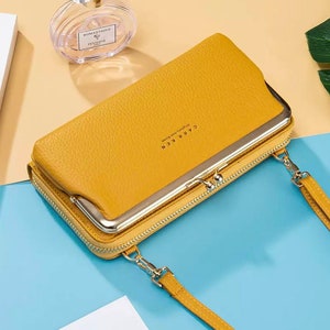 Vegan Leather Small Crossbody Cell Phone Purse wallet wallet crossbody mobile phone shoulder handbag wallet fall colors fashion and stylish