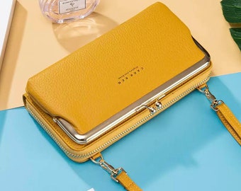 Vegan Leather Small Crossbody Cell Phone Purse wallet wallet crossbody mobile phone shoulder handbag wallet fall colors fashion and stylish