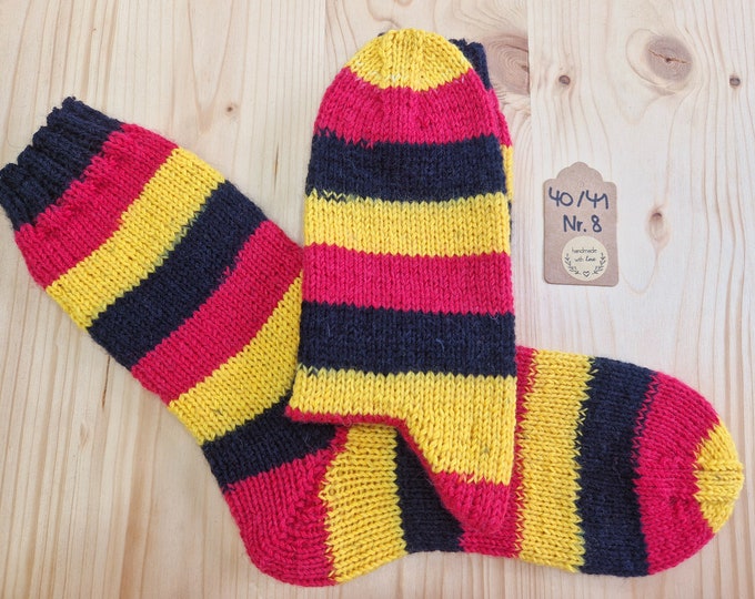 8-ply socks, size 40/41, hand-knitted