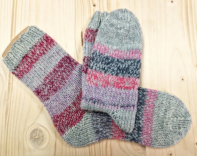8-ply socks, size 34/35, hand-knitted