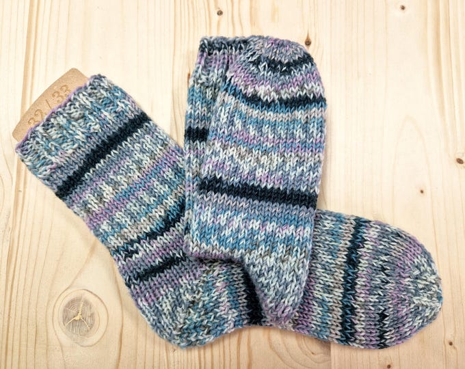 8-ply socks, size 32/33, hand-knitted